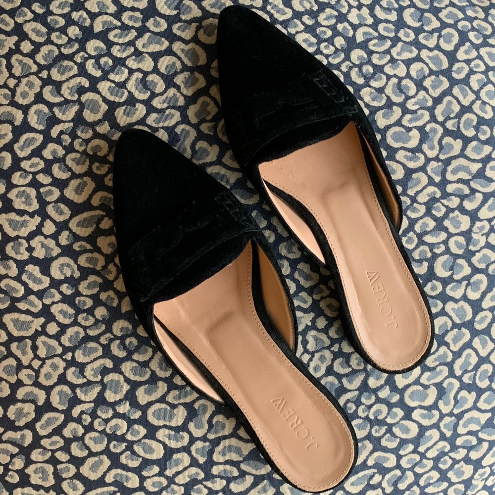 J. Crew Black Velvet Mules